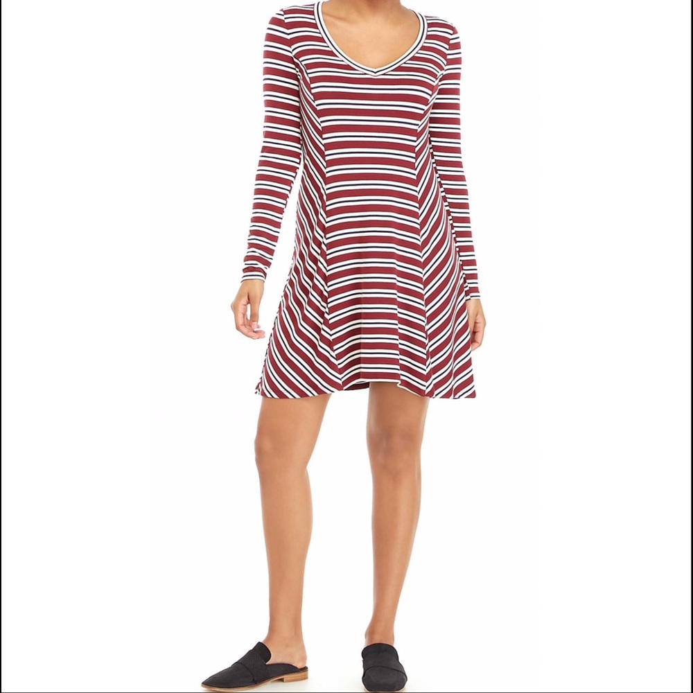 NWT love, Fire V-neck Swing Stripe Dress